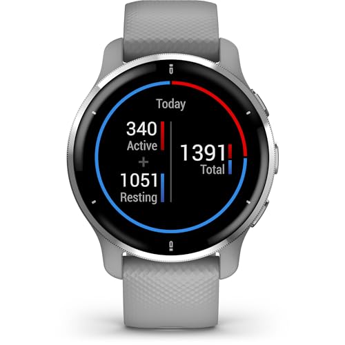 Garmin Venu 2 Plus, GPS Smartwatch with Call and Text, Advanced Health Monitoring and Fitness Features, Silver with Gray Band