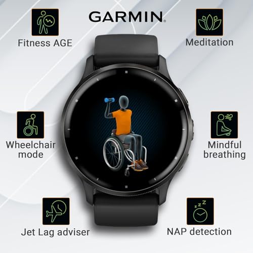Wearable4U - Garmin Venu 3 GPS Smartwatch AMOLED Display 45 mm Watch, Advanced Health and Fitness Features, Up to 14 Days of Battery, Wheelchair Mode, Sleep Coach, Black with Black Earbuds Bundle