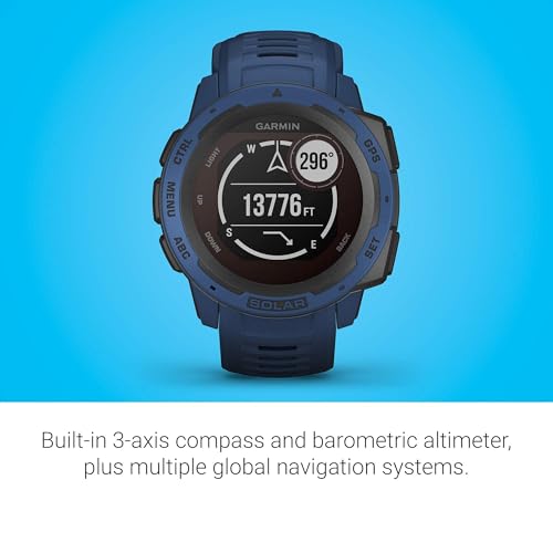 Garmin - Instinct Solar Rugged GPS Smartwatch 45mm - Tidal Blue (Renewed)