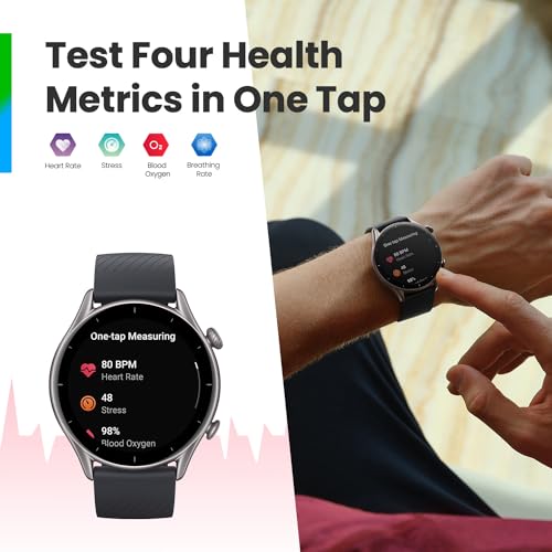 Amazfit GTR 3 Smart Watch 46mm for Android iPhone, 21-Day Battery Life, Alexa Built-in, GPS, Fitness Tracker with 150+ Sports Modes, AMOLED Display, Heart Rate Sleep Health Tracker, Black