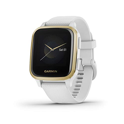 Garmin Venu Sq, GPS Smartwatch with Bright Touchscreen Display, Up to 6 Days of Battery Life, Light Gold and White (Renewed)