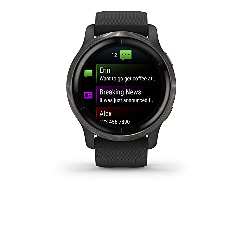 Garmin Venu 2, GPS Smartwatch with Advanced Health Monitoring and Fitness Features, Slate Bezel with Black Case and Silicone Band , 27.9 mm