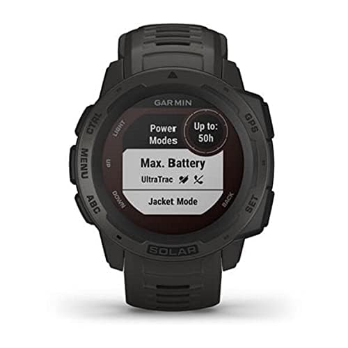Garmin Instinct Solar, Solar-Powered Rugged Outdoor Smartwatch, Built-in Sports Apps and Health Monitoring, Graphite (Renewed)