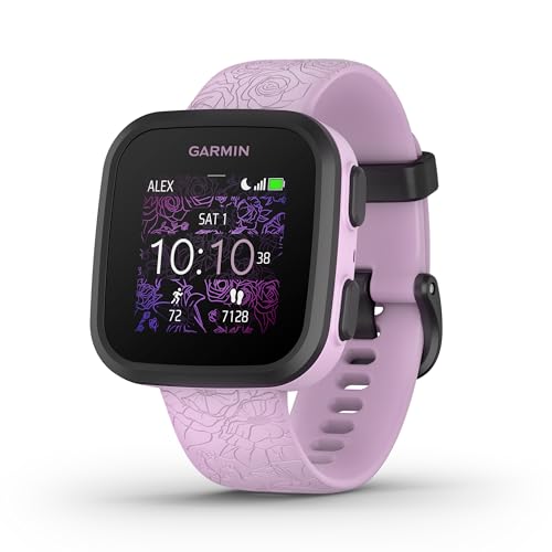 Garmin Bounce™, Kids Smartwatch, Two-Way Text and Voice Messaging, Location Tracking (Lilac Floral)