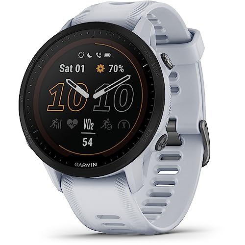 Garmin Forerunner® 955, GPS Running Smartwatch, Tailored to Triathletes, Long-Lasting Battery, Whitestone