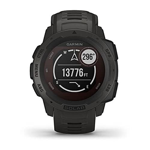 Garmin Instinct Solar, Solar-Powered Rugged Outdoor Smartwatch, Built-in Sports Apps and Health Monitoring, Graphite (Renewed)