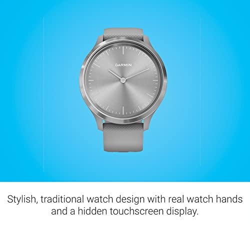 Garmin vivomove 3, Hybrid Smartwatch with Real Watch Hands and Hidden Touchscreen Display, Silver with Gray Case and Band