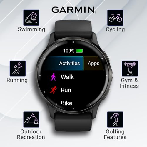 Wearable4U - Garmin Venu 3 GPS Smartwatch AMOLED Display 45 mm Watch, Advanced Health and Fitness Features, Up to 14 Days of Battery, Wheelchair Mode, Sleep Coach, Black with Black Earbuds Bundle