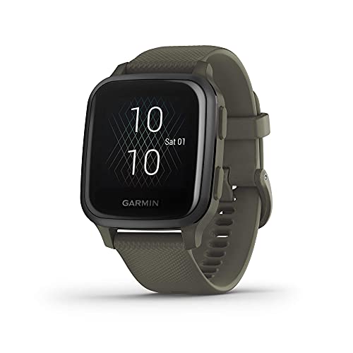 Garmin Venu Sq Music, GPS Smartwatch with Bright Touchscreen Display, Features Music and Up to 6 Days of Battery Life, Slate and Moss Green (Renewed)