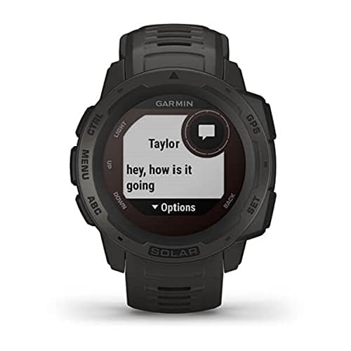 Garmin Instinct Solar, Solar-Powered Rugged Outdoor Smartwatch, Built-in Sports Apps and Health Monitoring, Graphite (Renewed)