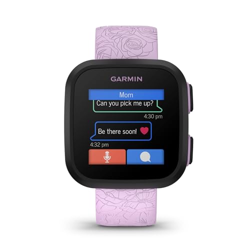 Garmin Bounce™, Kids Smartwatch, Two-Way Text and Voice Messaging, Location Tracking (Lilac Floral)