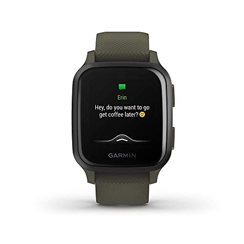 Garmin Venu Sq Music, GPS Smartwatch with Bright Touchscreen Display, Features Music and Up to 6 Days of Battery Life, Slate and Moss Green (Renewed)