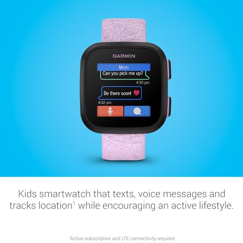 Garmin Bounce™, Kids Smartwatch, Two-Way Text and Voice Messaging, Location Tracking (Lilac Floral)