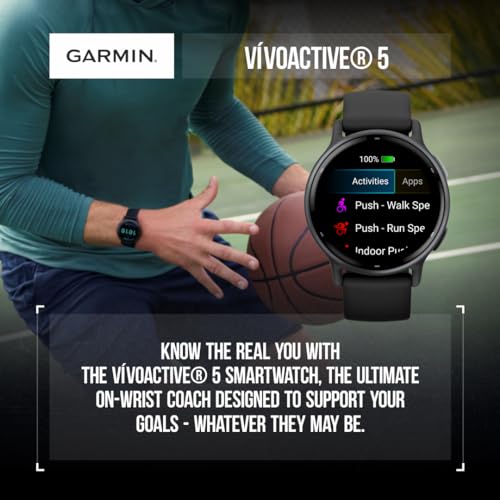 Wearable4U - Garmin Vivoactive 5 Health and Fitness GPS Smartwatch, 1.2in AMOLED Display, Up to 11 Days of Battery, Cream Gold Aluminum Bezel with White Earbuds Bundle