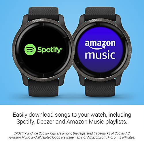 Garmin Venu 2, GPS Smartwatch with Advanced Health Monitoring and Fitness Features, Slate Bezel with Black Case and Silicone Band , 27.9 mm