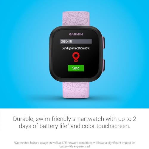 Garmin Bounce™, Kids Smartwatch, Two-Way Text and Voice Messaging, Location Tracking (Lilac Floral)