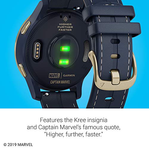 Garmin Legacy Hero Series, Marvel Captain Marvel Inspired Premium Smartwatch, Includes a Captain Marvel Inspired App Experience, Gold, 40mm (010-02172-41)
