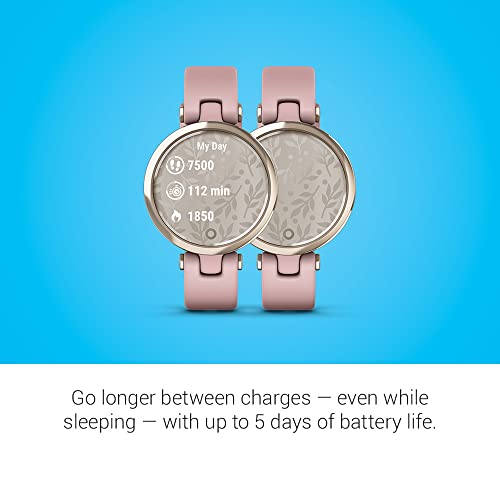 Garmin Lily™ Stylish Small Smartwatch, Bright Touchscreen Display and Patterned Lens, Cream Gold and Dust Rose, Silicone Band