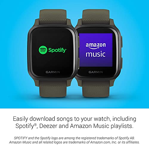 Garmin Venu Sq Music, GPS Smartwatch with Bright Touchscreen Display, Features Music and Up to 6 Days of Battery Life, Slate and Moss Green (Renewed)