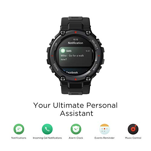 Amazfit T-Rex Pro Smart Watch 48mm, Rugged Military Certified, GPS, 18-Day Battery, Heart Rate & Sleep Monitoring, 10 ATM Water-Resistant, 100+ Sports Modes, for Android iPhone (Black)