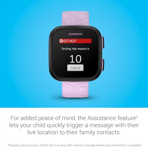 Garmin Bounce™, Kids Smartwatch, Two-Way Text and Voice Messaging, Location Tracking (Lilac Floral)