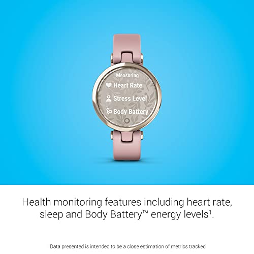 Garmin Lily™ Stylish Small Smartwatch, Bright Touchscreen Display and Patterned Lens, Cream Gold and Dust Rose, Silicone Band
