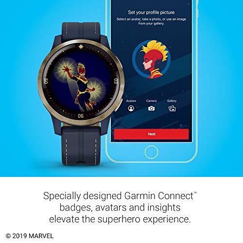 Garmin Legacy Hero Series, Marvel Captain Marvel Inspired Premium Smartwatch, Includes a Captain Marvel Inspired App Experience, Gold, 40mm (010-02172-41)