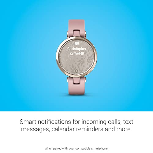 Garmin Lily™ Stylish Small Smartwatch, Bright Touchscreen Display and Patterned Lens, Cream Gold and Dust Rose, Silicone Band