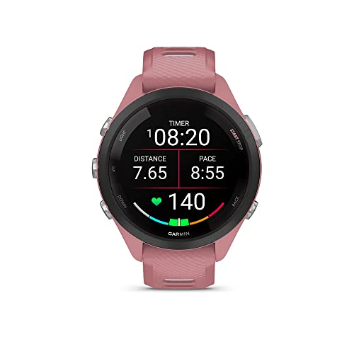 Garmin Forerunner 265S Running Smartwatch, Colorful AMOLED Display, Training Metrics and Recovery Insights, Light Pink and Powder Gray