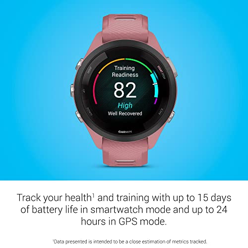 Garmin Forerunner 265S Running Smartwatch, Colorful AMOLED Display, Training Metrics and Recovery Insights, Light Pink and Powder Gray