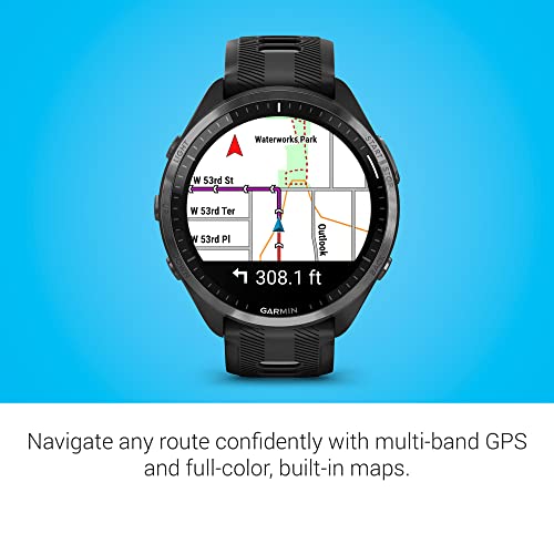 Garmin Forerunner® 965 Running Smartwatch, Colorful AMOLED Display, Training Metrics and Recovery Insights, Black and Powder Gray, 010-02809-00
