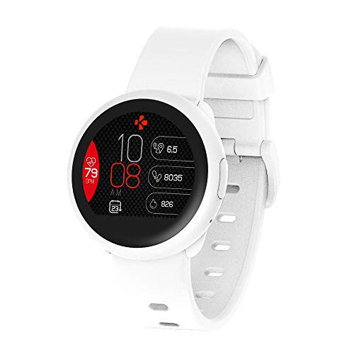 MyKronoz ZeRound3 Lite Smartwatch with Heart Rate Monitoring, Activity Tracker and Smart Notifications, IP67, Swiss Design, iOS and Android - White