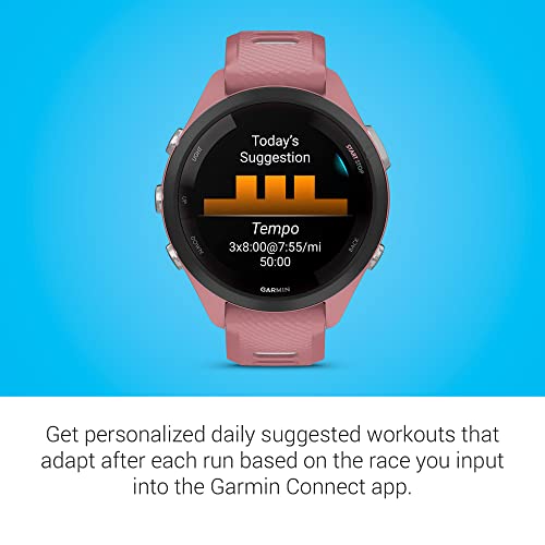 Garmin Forerunner 265S Running Smartwatch, Colorful AMOLED Display, Training Metrics and Recovery Insights, Light Pink and Powder Gray