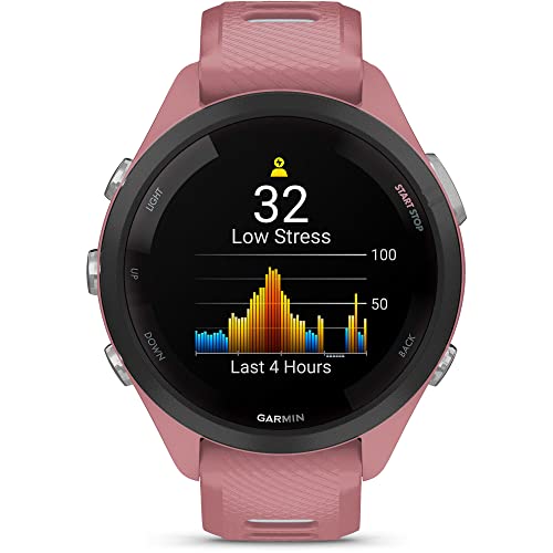 Garmin Forerunner 265S Running Smartwatch, Colorful AMOLED Display, Training Metrics and Recovery Insights, Light Pink and Powder Gray