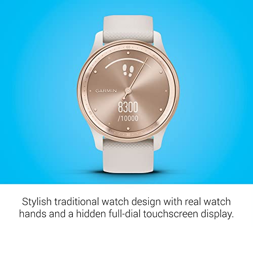 Garmin vívomove Trend, Stylish Hybrid Smartwatch, Long-Lasting Battery Life, Dynamic Watch Hands and Touchscreen Display, Ivory