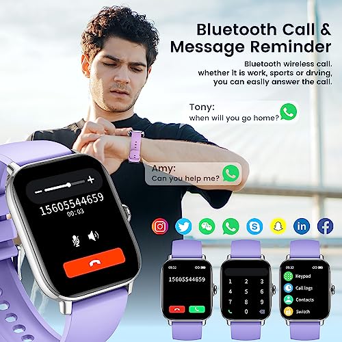 CanMixs Smart Watch for Android Phones iOS Waterproof Smart Watches for Women Men(Answer/Make Call) Sports Digital Watch Fitness Tracker Heart Rate Blood Oxygen Sleep Monitor Compatible Samsung iPhone