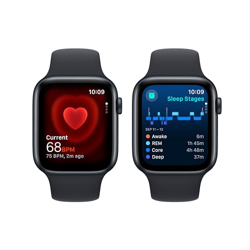 Apple Watch SE (2nd Gen) [GPS 44mm] Smartwatch with Midnight Aluminum Case with Midnight Sport Band M/L. Fitness & Sleep Tracker, Crash Detection, Heart Rate Monitor