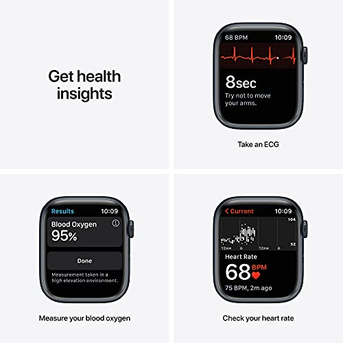 Apple Watch Series 7 [GPS 45mm] Smart Watch w/Midnight Aluminum Case with Midnight Sport Band. Fitness Tracker, Blood Oxygen & ECG Apps, Always-On Retina Display, Water Resistant