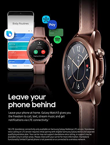Samsung Galaxy Watch 3 (41mm, GPS, Bluetooth, Unlocked LTE) Smart Watch with Advanced Health Monitoring, Fitness Tracking , and Long lasting Battery - Mystic Bronze (US Version) (Renewed)