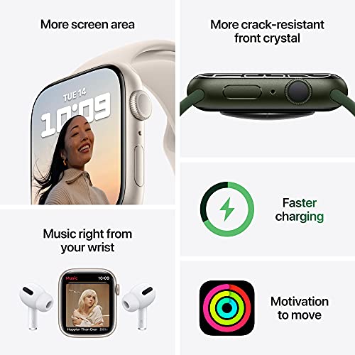 Apple Watch Series 7 [GPS 45mm] Smart Watch w/Midnight Aluminum Case with Midnight Sport Band. Fitness Tracker, Blood Oxygen & ECG Apps, Always-On Retina Display, Water Resistant
