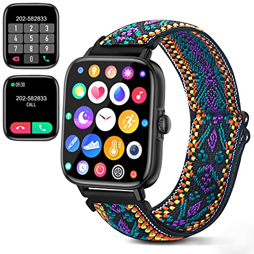 Choiknbo Smart Watch 1.7'' Full Touch Screen Call Answer/Dial Fitness Tracker Smartwatch for Android iOS IP67 Waterproof Fitness Watch Heart Rate Monitor Blood Oxygen Activity Trackers for Men Women