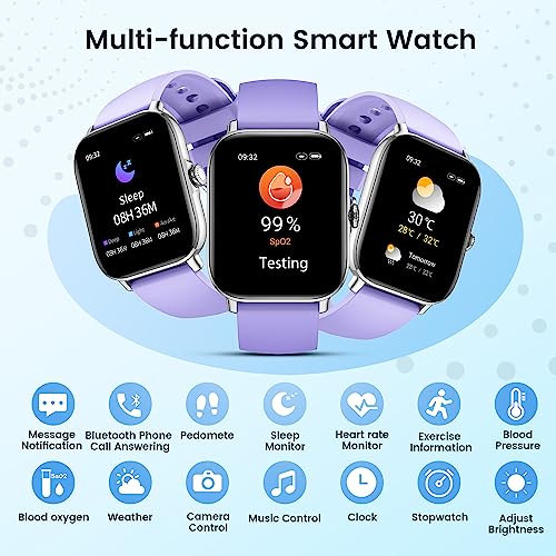 CanMixs Smart Watch for Android Phones iOS Waterproof Smart Watches for Women Men(Answer/Make Call) Sports Digital Watch Fitness Tracker Heart Rate Blood Oxygen Sleep Monitor Compatible Samsung iPhone