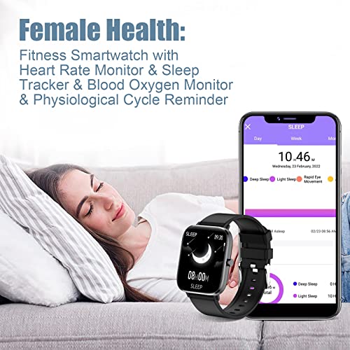 Choiknbo Smart Watch,IP68 Waterproof Fitness Tracker Smart Watch for Men/Women with Replace Strap,1.7“ Full Touch Screen Call Receive/Dial Sleep/Heart Rate Monitor for Android Phones (Black+Black)