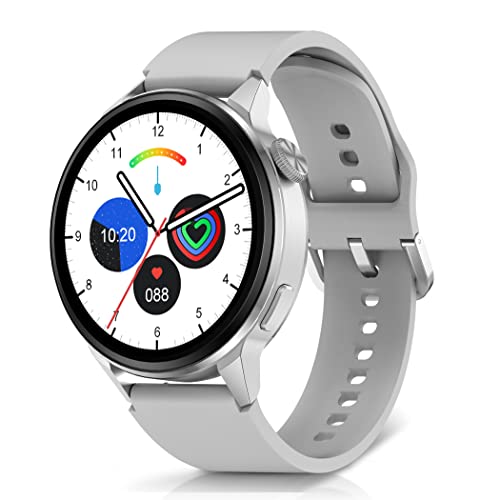 EKTON Smart Watches for Men & Women - Smart Watch for Android Phones, Make/Answer Calls, Messaging, Voice Assistant, NFC Functions, Wireless Charging, Long Battery Life, Silver