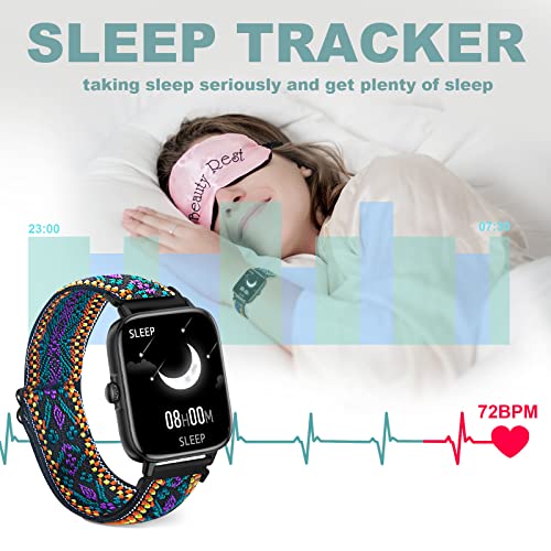 Choiknbo Smart Watch 1.7'' Full Touch Screen Call Answer/Dial Fitness Tracker Smartwatch for Android iOS IP67 Waterproof Fitness Watch Heart Rate Monitor Blood Oxygen Activity Trackers for Men Women