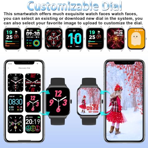 Smart Watch(Answer/Make Call), 1.96" Touch Screen Smartwatch for Android and iOS Phones with Heart Rate Monitor, Blood Oxygen Tracking, Sleep Monitor, IP68 Waterproof Fitness Tracker for Men and Women