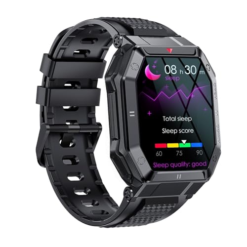 for Samsung Galaxy S23 Ultra Military Smart Watch for Men (Answer/Make Call), 1.85in HD Tactical Sports Rugged Smartwatch, Fitness Tracker Watch with Heart Rate Blood Pressure Sleep Monitor - Black