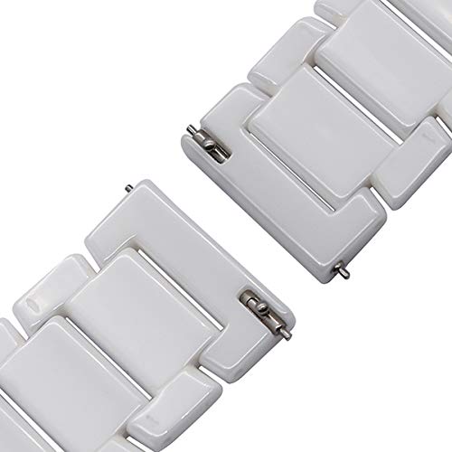 Pwkutn 22mm Ceramic Watch Band Bracelet Smooth Wristband Butterfly Buckle Strap for Samsung Gear S3 Classic Frontier Gear 2 R380 R381 R382, Moto 360 2 46mm, LG W110 Black-White