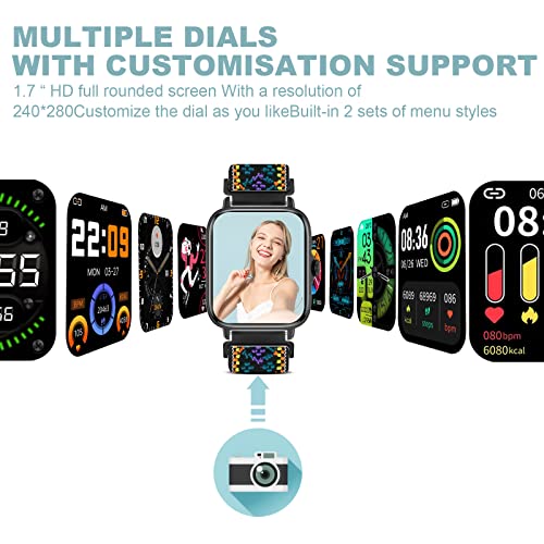 Choiknbo Smart Watch 1.7'' Full Touch Screen Call Answer/Dial Fitness Tracker Smartwatch for Android iOS IP67 Waterproof Fitness Watch Heart Rate Monitor Blood Oxygen Activity Trackers for Men Women