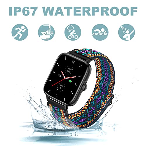 Choiknbo Smart Watch 1.7'' Full Touch Screen Call Answer/Dial Fitness Tracker Smartwatch for Android iOS IP67 Waterproof Fitness Watch Heart Rate Monitor Blood Oxygen Activity Trackers for Men Women